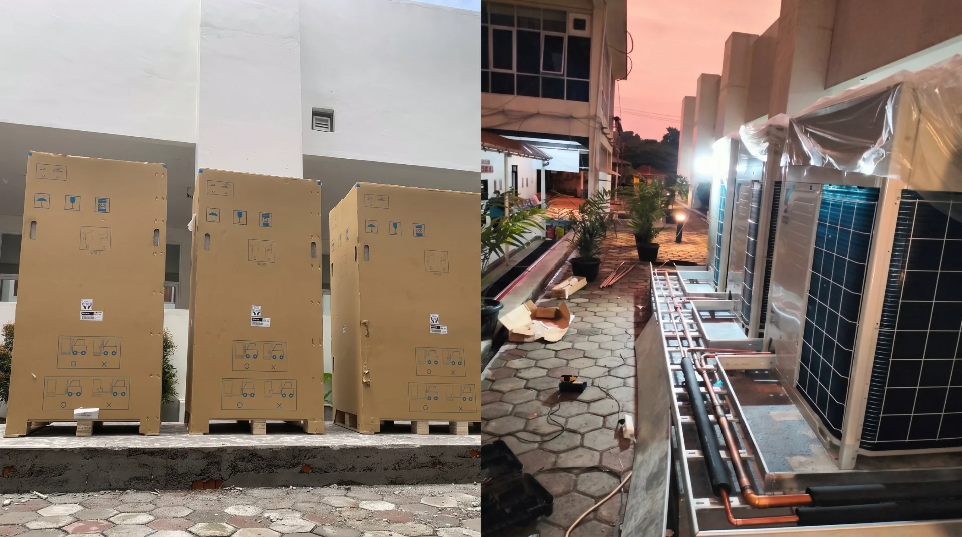 Pengiriman unit dan unit outdoor VRF terpasang pada proyek Mandala Mahardika