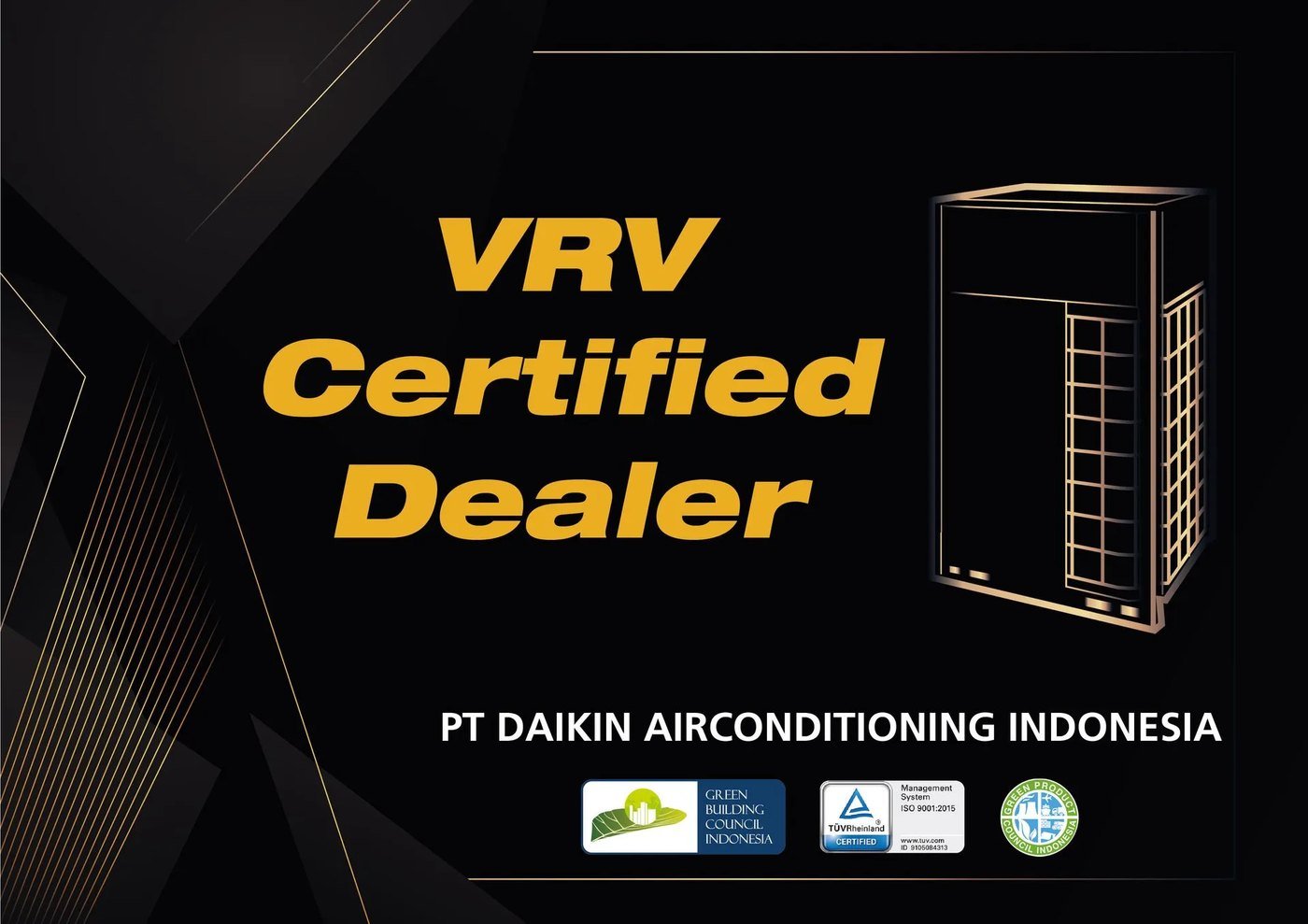 Sertifikat VRV Certified Dealer dari PT Daikin Airconditioning Indonesia